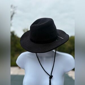 GOHCCI Black 3” Wide Brim Hat with Chin Strap, Size: L/XL